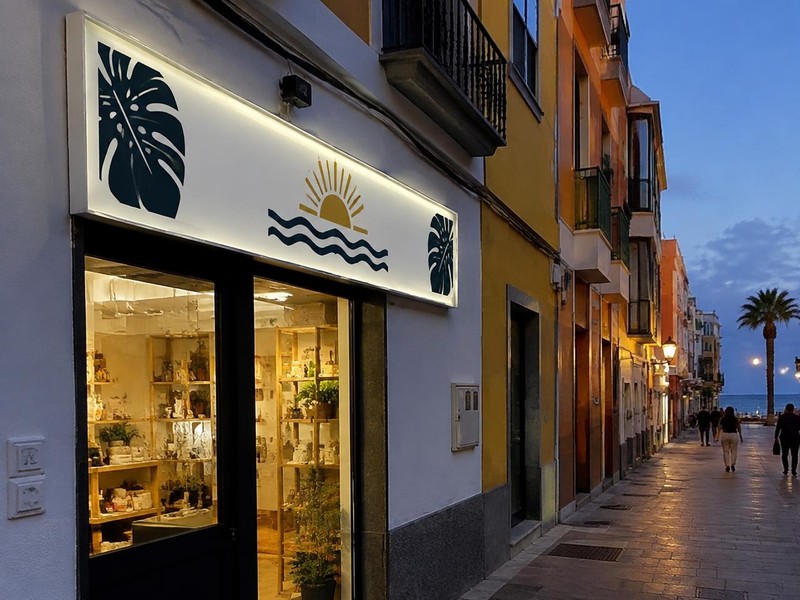 Rótulo de fachada iluminado